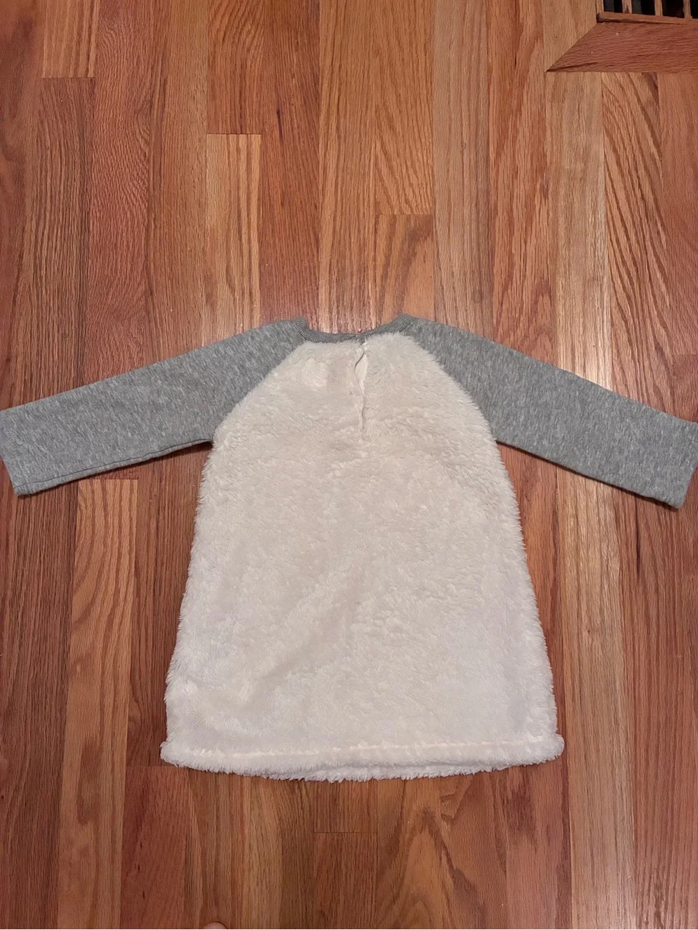 GAP Baby Sherpa Bear Sweatshirt Dress Ivory and Gray 12-18 mos